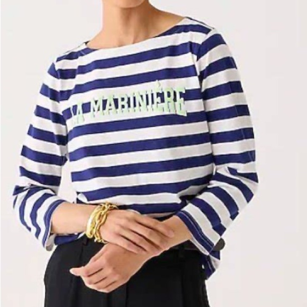 J. CREW Classic-fit la marinière graphic T-shirt Sz S Striped Cotton. B
